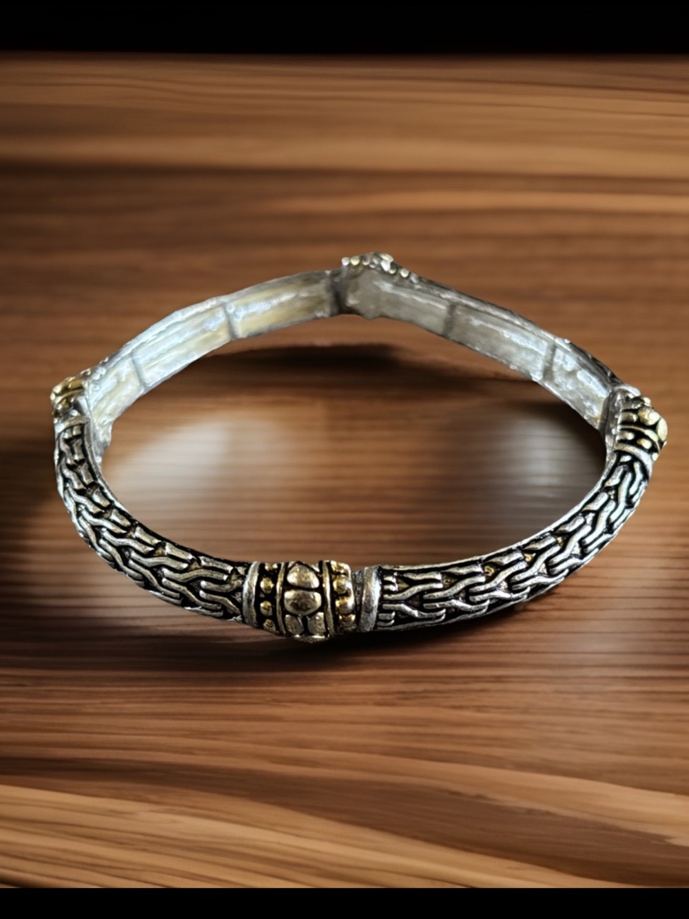 Trendy BRIGHTON Silver SCROLLED BAR Link Bracelet Retired Stretch